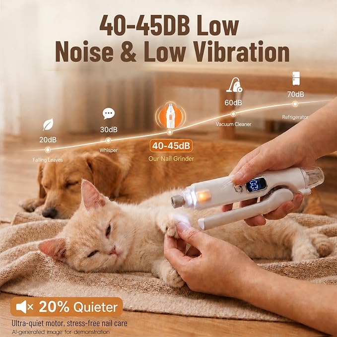 2-in-1 Dog Nail Clippers with LED Light, Rechargeable Pet Nail Grinder for Small Dogs & Cats, 4-Speed Quiet Painless Claw Trimmer with 2026 Upgraded Safety Guard to Avoid Overcutting