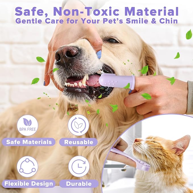 Augwind 6PCS Grooming & Bath Supplies for Dogs, Cats | Dog Washing Gloves | Dog Bath Brush | Dog Shower Brush | Pet Grooming Gloves | Dog Grooming kit | Pet Supplies for Showerhead & Sprayer (Purple)