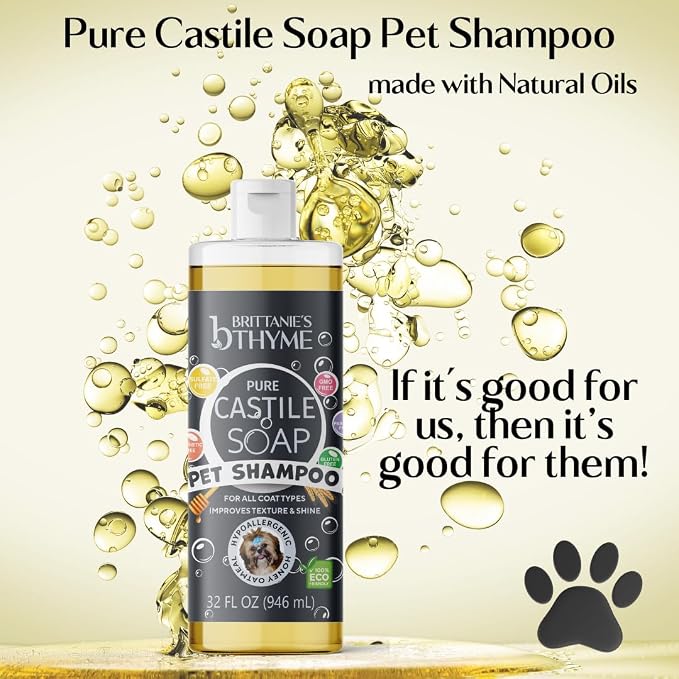 Brittanie's Itchy Skin Relief Pet Shampoo, Honey & Oatmeal, 32oz 2 Pack | Natural Shampoo For Dogs & Cats, For Allergies and Itching, Deodorizes, Moisturizes & PH Balanced