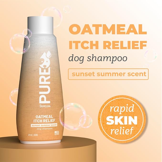 TropiClean Pure Oatmeal Dog Shampoo for Itchy Skin Relief, 22oz