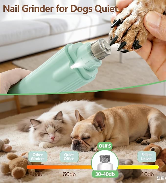 2-in-1 Dog Nail Grinder & Clippers with Dual LED Lights, Electric Pet Nail Trimmer with Safety Guard, USB-C Rechargeable Grooming Tool for Cats and Dogs of All Sizes Green