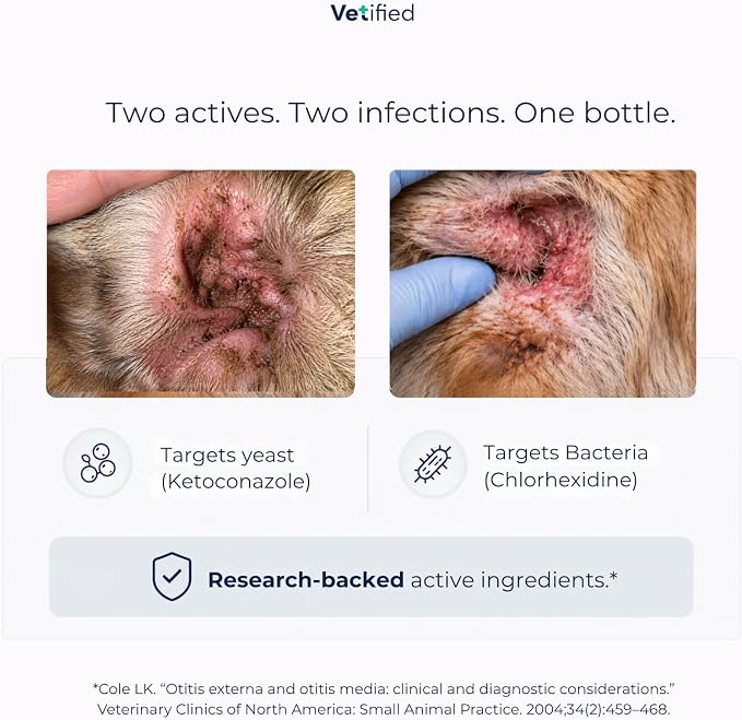 Ear Infection Treatment XL+ Dogs & Cats Ear Cleaner - 2 in 1 Dual Action Help with Yeast, Odor, Earwax & Buildup - 12 fl oz - NDC: 86247-004-12