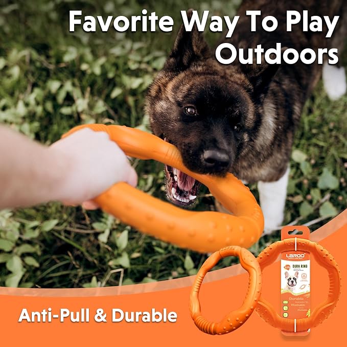 LaRoo Dog Flying Ring Toys, Floating Flying Dog Disc Toys, Summer Pet Training Outdoor Durable Chew Toys for Medium and Large Dogs (Medium Orange/22cm)