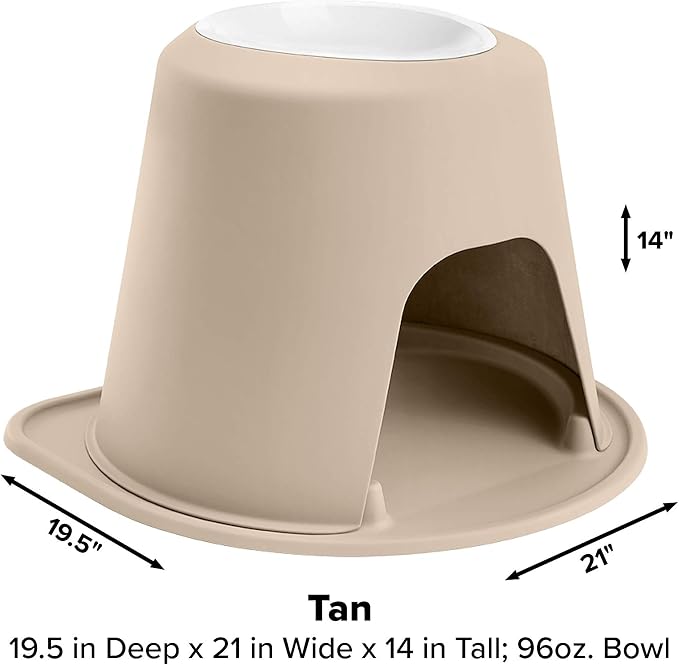 WeatherTech Single High Pet Feeding System w/Plastic Dog/Cat Bowls - 14" High Stand Tan (PSH9614TNTN)
