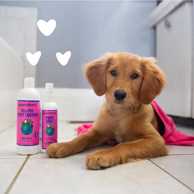 earthbath Ultra-Mild Wild Cherry Puppy Shampoo, Made in USA, 16 Oz (1 Pack) | Extra Gentle & Tearless Dog Shampoo, Deodorizing Dog Wash, Cruelty Free Puppy Supplies