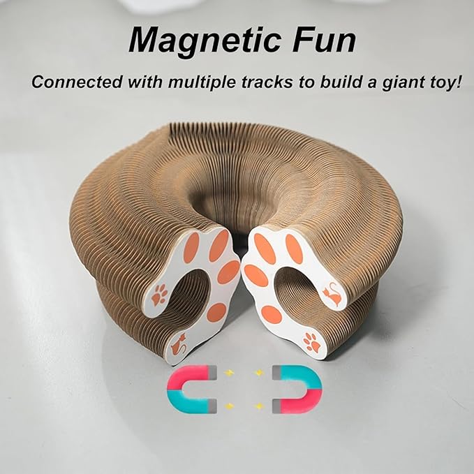 Kitty Curls Cat Toy,Cardboard Cat Scratcher,Magic Organ Cat Toy,Foldable Recyclable Cat Accordion Toy for Indoor Cat Playing,Interactive Scratch Pad with Toy Ball(1pc)