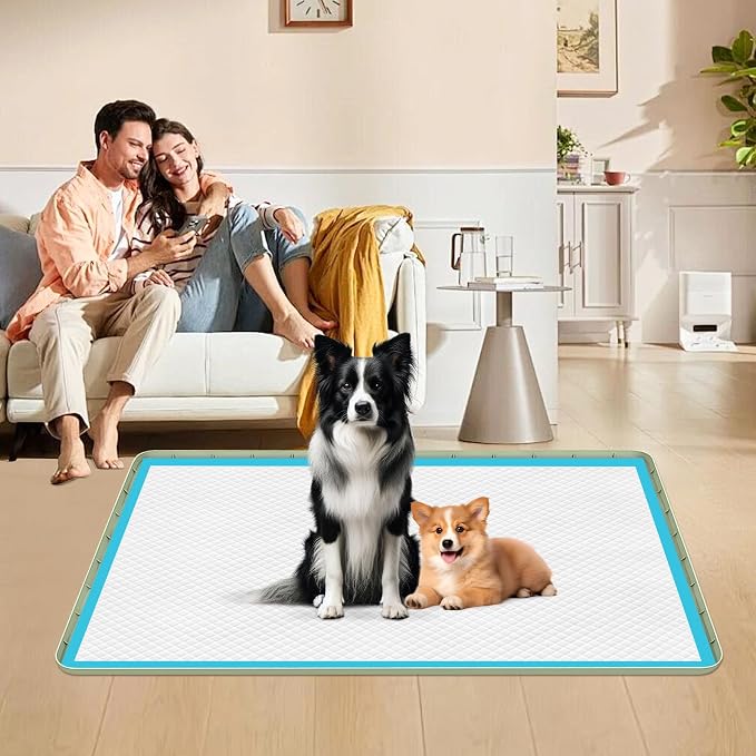 Pee Pad Holder for Dogs 40''x40'' Silicone Puppy Pee Pad Tray, Green | Extra Large Dog Potty Tray Leak-Proof, High Edge, No Spill Training Pads for Floor Protection, No Pee Pads