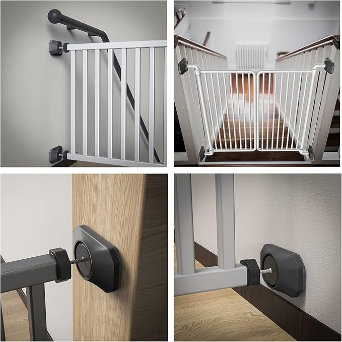 ICERO - Baby Gate Wall Protector - Protect Walls & Doorways from Pet & Dog Gates - for Child Pressure Mounted Stair Safety Gate- 8 Pack, Black