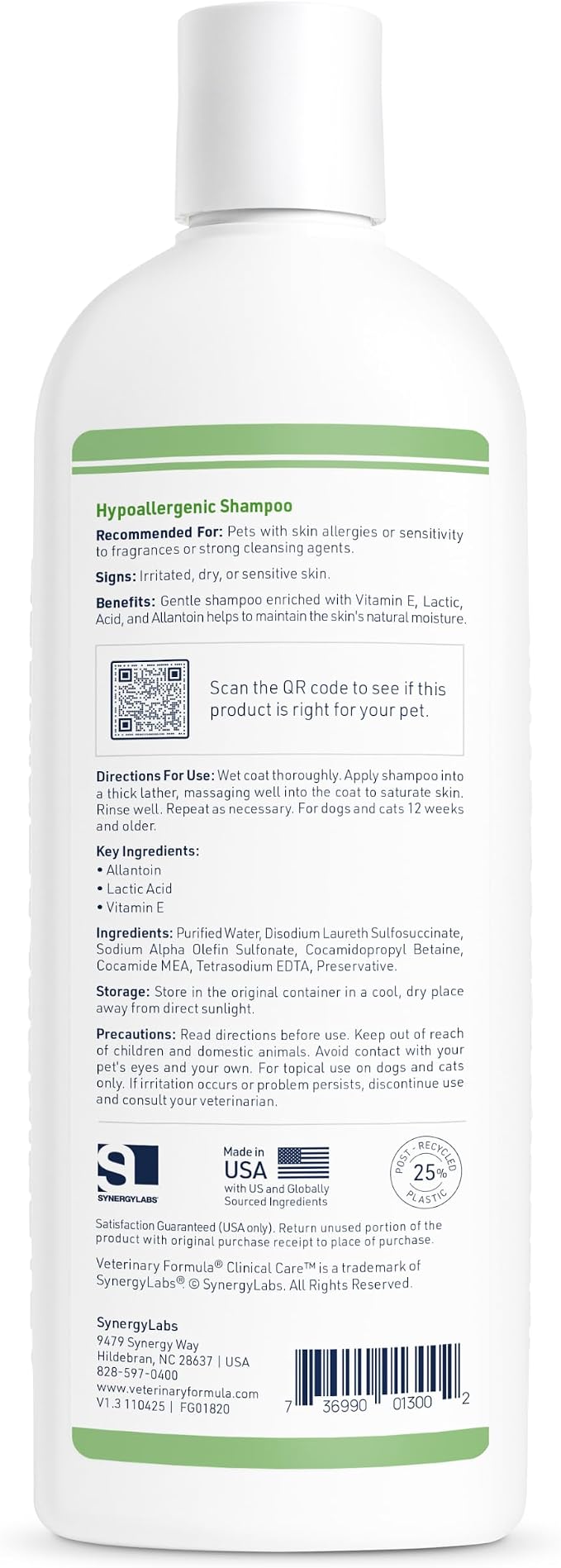 Veterinary Formula Clinical Care Hypoallergenic Free & Clear Shampoo, 16 oz