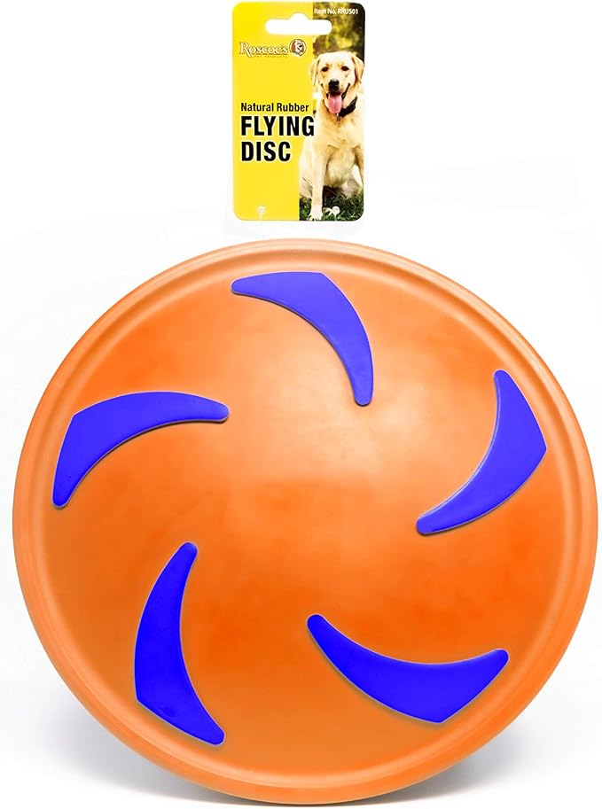 Roscoe's Pet Products Natural Rubber Flying Disc Toy for Dogs. Safe and Non-Toxic.