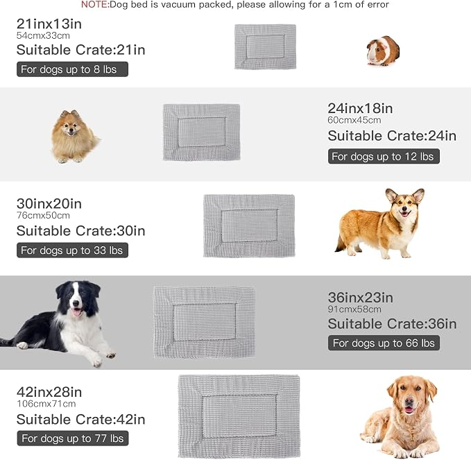 BVAGSS Dog Bed Mat,Reversible Crate Pad, Memory Foam Beds, Soft Warm Pet Cushion for Small Medium Dogs, Washable Pet Sleeping Mattress Kennel Bed Pad XH079 (36''x23''x1.6'',Grey)