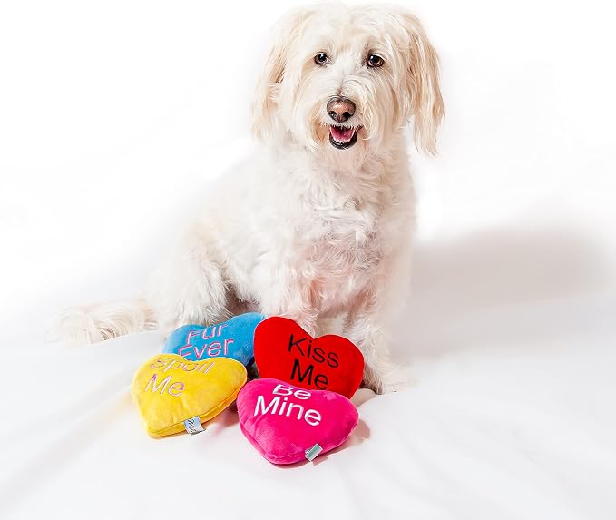 Midlee Candy Heart Valentine's Dog Toy- Set of 4 (Small)