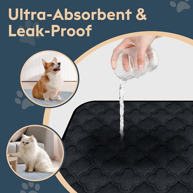 FunFurry Washable Puppy Pads - 2 Pack Reusable, Waterproof Training Pads, Guinea Pig Cage Liner with Non-Slip Backing (Dark Grey, 31" X 36")