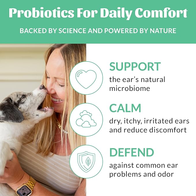 SKOUT'S HONOR Probiotic Dog Ear Cleaner, 4 oz | Non-Medicated Gentle Ear Cleaning Solution for Itchy Ears, Microbiome-Friendly with Aloe Vera, Alcohol-Free, Unscented