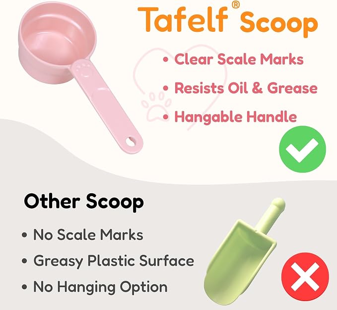1 Cup Dog Food Scoop, Extra Long Handle Sturdy Melamine Pet Food Measuring Scoop with Clear Marking Lines, BPA-Free, Shatterproof, Dishwasher Safe (Pink, 1 Cup)