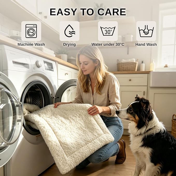 Reversible Dog Crate Mat for Large Dogs, Oxford & Fleece, 35"x22",Beige | 1.2" Fill Preserves Crate Height,Fleece Cozy,Wipes Clean,Splash-Proof,Machine Washable, Folds Flat For 30" Wire Crate & Go