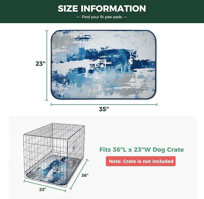 FXW Washable Pee Pads for Dogs, Super Absorbent, 23" x 35", 2 Packs | Machine washable, Non-slip backing
