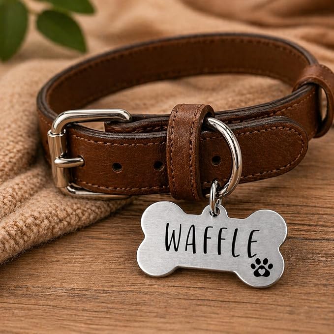 Ultra Joys Personalized Dog Tags for Pets - Durable Stainless Steel Customizable Dog Cat ID Tags - Dog Tags for Safety Optional Engraved on Both Sides - Custom Your Own