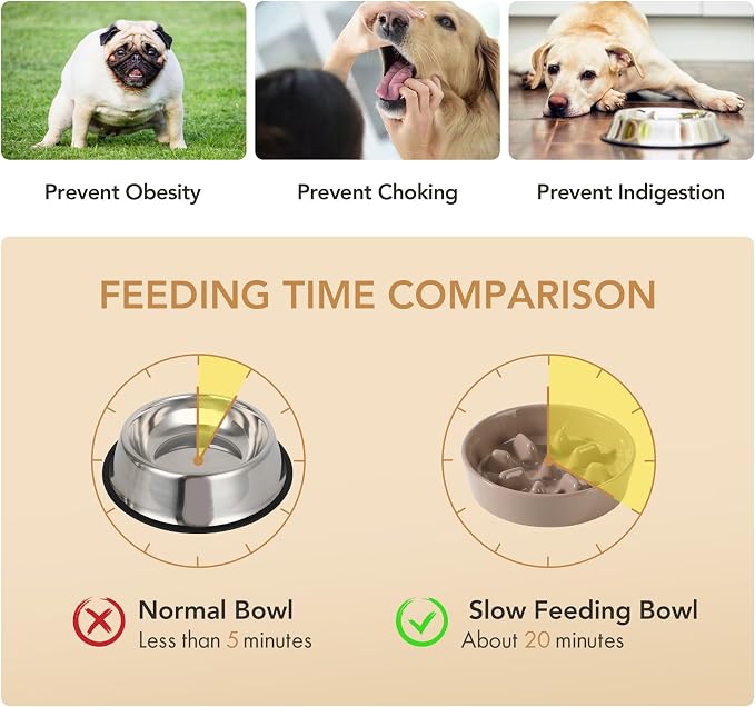Havniva Ceramic Slow Feeder Dog Bowls, 0.9 Cups Dog Bowl Slow Feeding for Small Breed, 6.1inch Puzzle Dog Food Bowl Slow Feeder Non-Slip Anti-Gulping and Anti-Choking Reduces Bloating