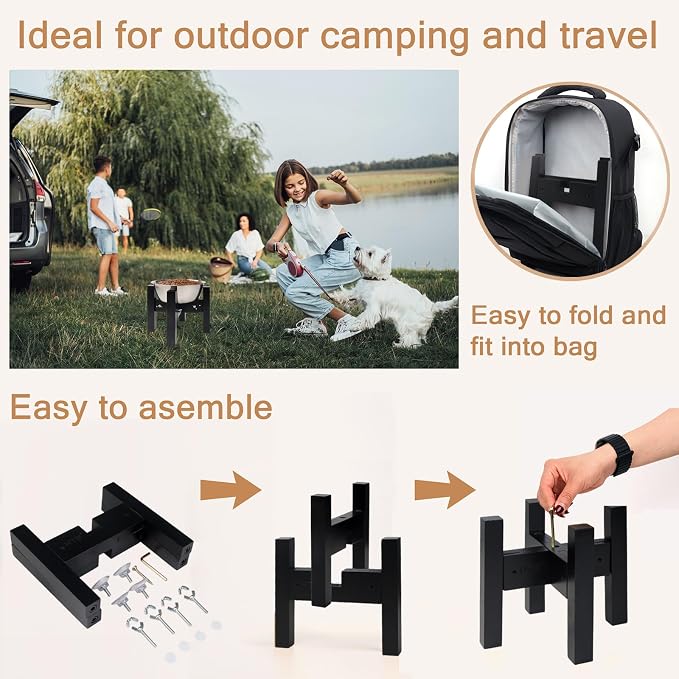 Elevated Dog Bowl Stand Adjustable Dog Food Holder 7”H Small Black | 7” Elevated Dog Bowl Stand, Small Dogs, Adjustable, Fits 6”-8” Bowls, Single Bowl Holder, Natural Bamboo, Classic Black