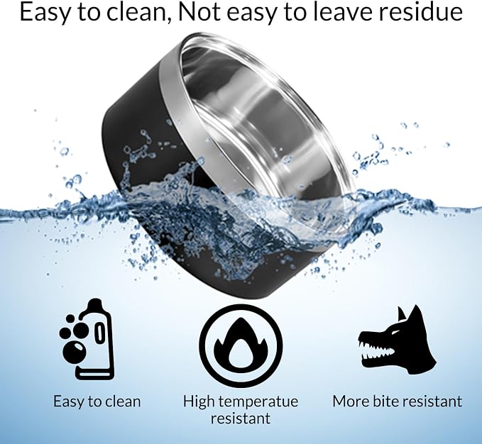 64OZ Personalized Dog Bowl Laser Engraved Custom Pet Name 18/32/42/64 oz No Slip Stainless Steel Insulated Bite-Resistant Food Water Dishes-White