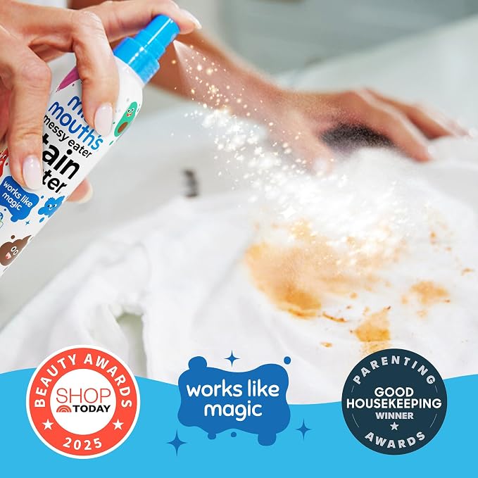 Miss Mouth's Messy Eater Stain Treater, Laundry Stain Remover, 4 Oz, 2 Pack | Newborn & Baby Essentials; Cleans Off Food, Grease, Coffee; Use on Laundry, Underwear, Fabric