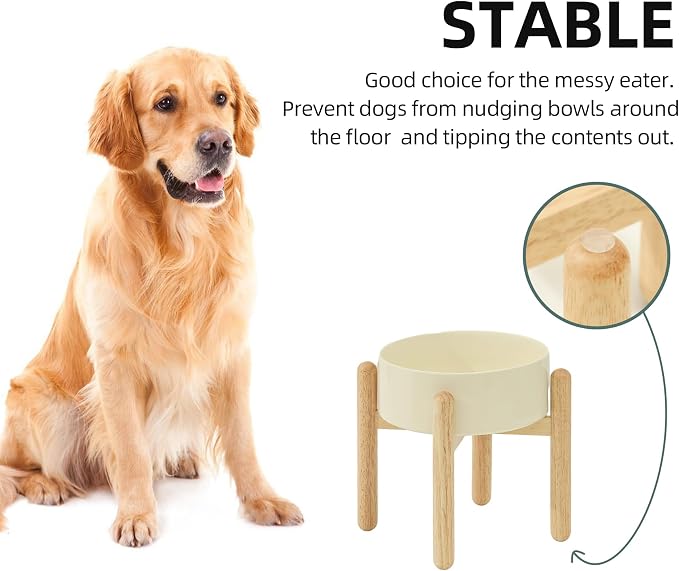 Havniva 8.3inch Ceramic Raised Dog Bowl with Stand, Elevated Dog Bowls for Large Breed Dog Food and Water Bowl Non-Slip Dog Dish Large Capacity Feeding Pet Water Bowl