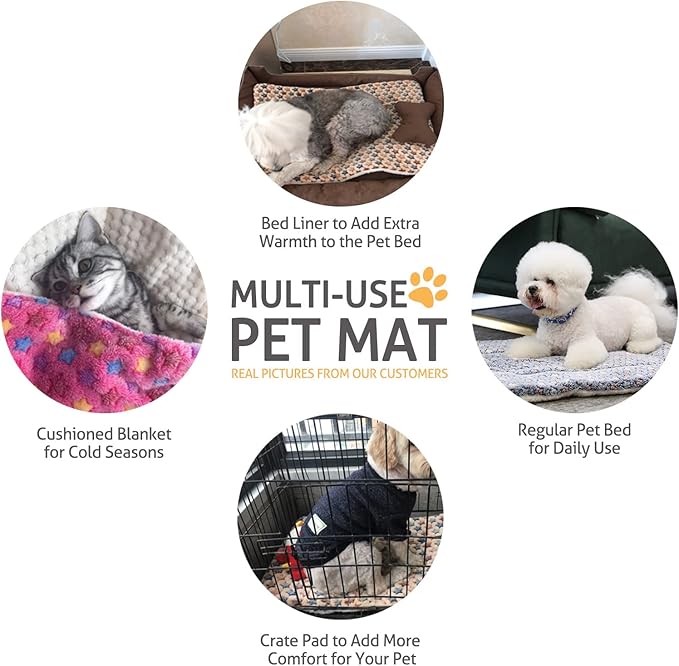 Mora Pets Dog Crate Pad - Ultra Soft Pet Bed With Cute Star Print, Washable Mat for Large Medium Small Dogs, Reversible Fleece Kennel Liner, Cat Bed 21 x 12 Inch Brown