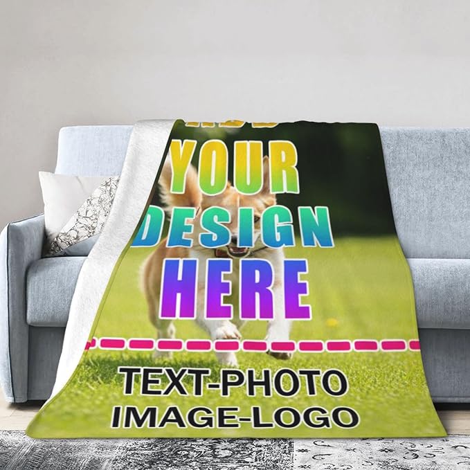 Nxwdwqa Personalized Dog Blanket Throws with Photos, Custom Pet Blanket, Dog Gifts for Pet Lovers, Customized Puppy Blanket for Adult Kid Birthday Christmas Fathers Mothers Valentines Gift