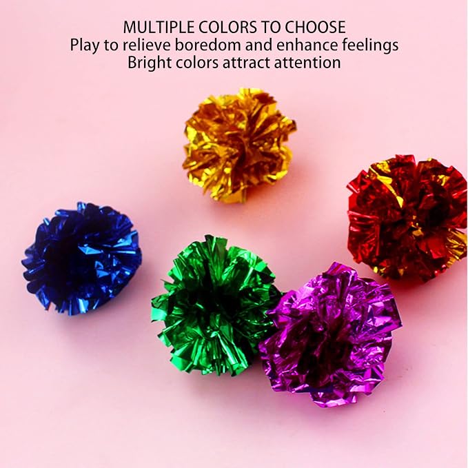 HERCHR 30 Pack Crinkle Balls Cats Sparkle Ball Colorful Mylar Balls Crinkle Paper Ball for Cats Interacting