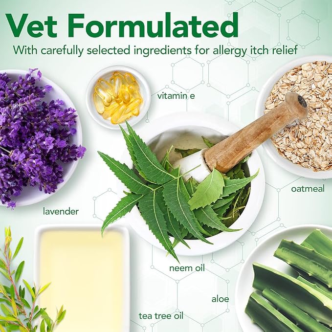 Vet's Best Allergy Itch Relief Dog Shampoo with Oatmeal, Aid Itching, 16 oz | Oatmeal Dog Shampoo, Helps Relieve Seasonal Itching & Skin Irritation, Cleans, Moisturizes & Freshens Coat