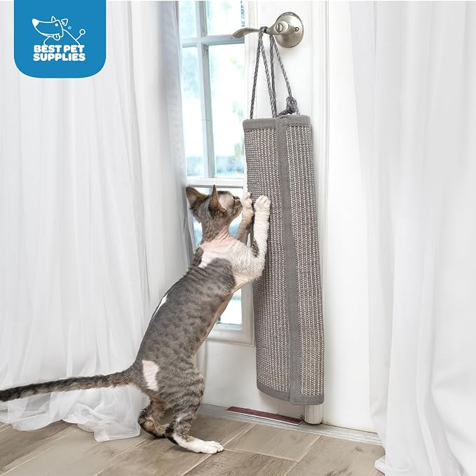 Best Pet Supplies Catify Cat Scratcher, Fun Interactive Scratchers, Posts, Poles, Claw Safe, Furniture Saver Indoor Play Support Natural Cat Behaviors Heavy Duty - Gray Log