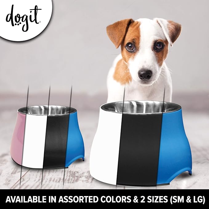 Dogit Elevated Dog Bowl, Black | Stainless Steel Dog Food and Water Bowl for Large Dogs, 73752