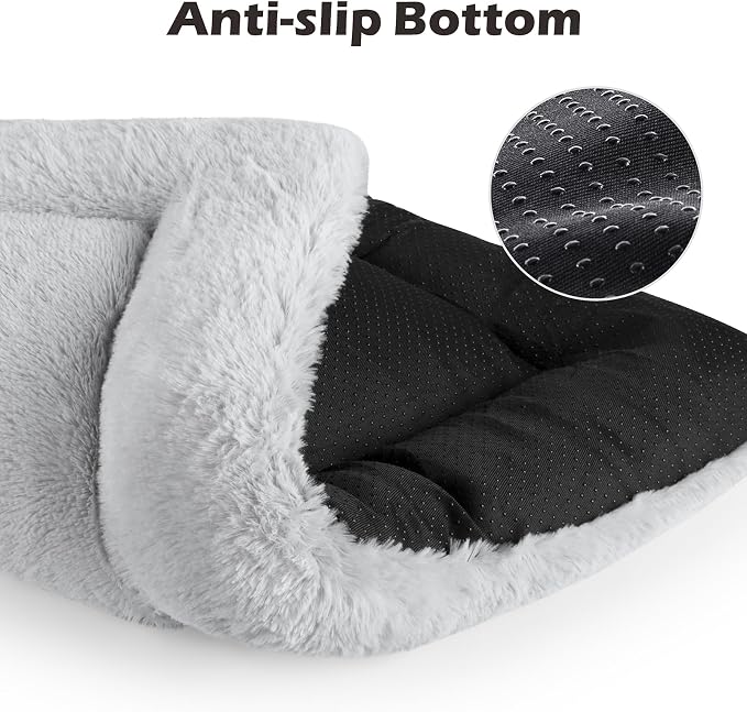 Dog Bed Mat Soft Crate Pad Washable Non-Slip Mattress for Large Medium Small Dogs and Cats Kennel Pad (23'' x 18'', Grey)