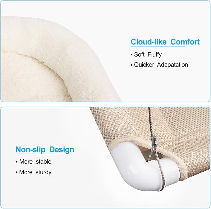 PEFUNY Fluffy Cat Window Bed for Indoor Cats – Strong Suction Cup Hammock with Breathable Mesh and Soft Cushion, Supports Large Cats