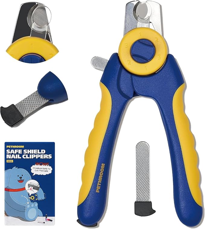Professional Dog Nail Clipper with Safety Guard, Avoid Overcutting | Adjustable Cutting Length 1–3mm, Durable Stainless Steel Pet Nail Trimmer for Small, Medium & Large Dogs and Cats