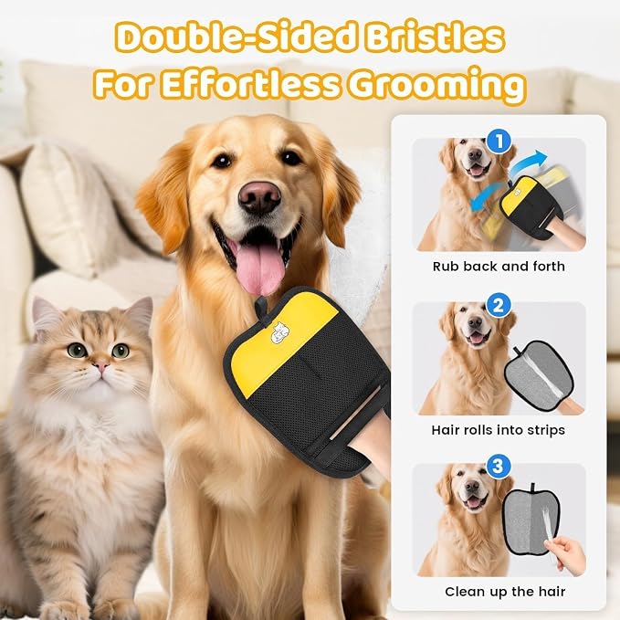 Pet Hair Removal Glove for Dogs & Cats, Sankell Upgraded Reusable Electrostatic Pet Hair Remover Glove, Magic Brush Mitt Tool for Couch, Furniture, Bed, Clothing, Carpet, Car Seat