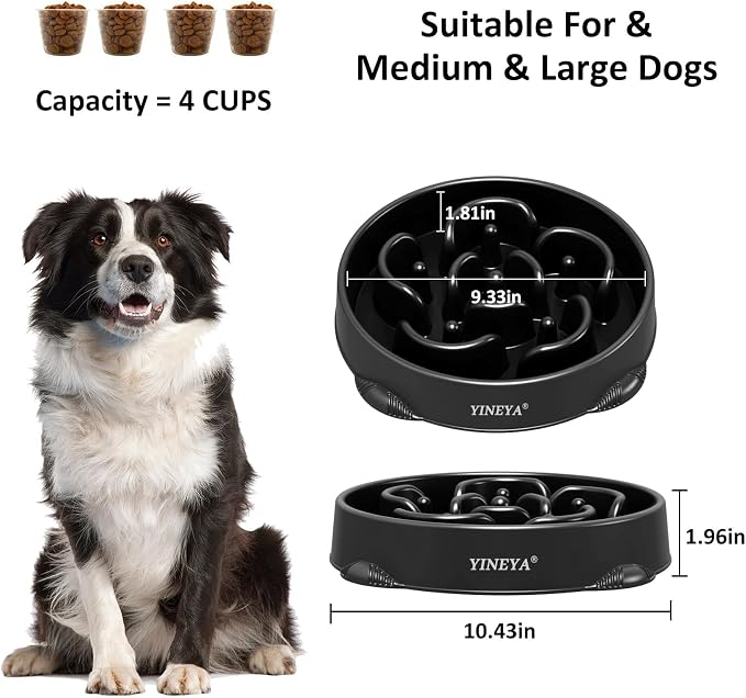 YINEYA 4 Cups Slow Feeder Dog Bowls Large Breed, Anti-Choking Pet Supplies, Maze Dog Food Bowl, Puzzle Feeder That Slow Down Eating | Dog Food Bowl Slow Down Eating Prevents Bloat, Promotes Healthy Digestion, Puzzle Feeder Interactive Makes Meal Time Fun