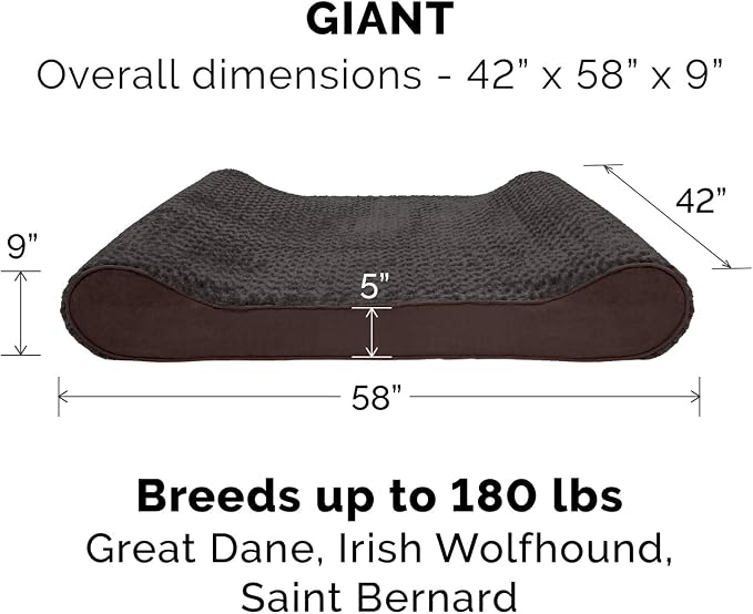 Furhaven Replacement Dog Bed Cover Ultra Plush Faux Fur & Suede Contour Luxe Lounger, Machine Washable - Chocolate, Giant (XXX-Large)