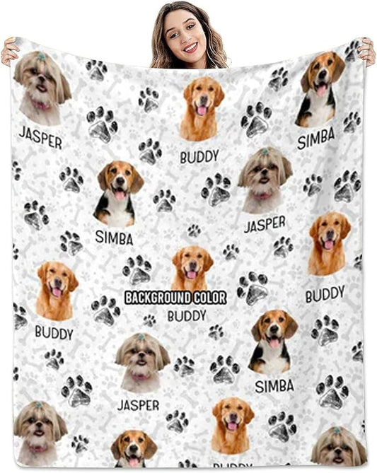 Pamaheart Custom Dog Face Blankets, Personalized Pet Photo Blanket, Fleece Dog Blankets, Customized Photo Throws, Dogs Dad Gifts, Pet Lover Gifts, Memorial Gift /2