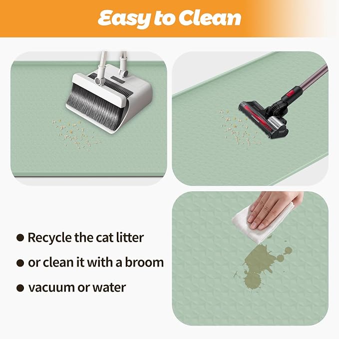 Cat Litter Mat for Litter Box 51"x25.6" Extra Large Silicone Mat, Green | Waterproof Non-Slip Litter Box Mat with Raised Edges, Cat Litter Trapping Mat for Pet, Cat Litter Rug for Floor