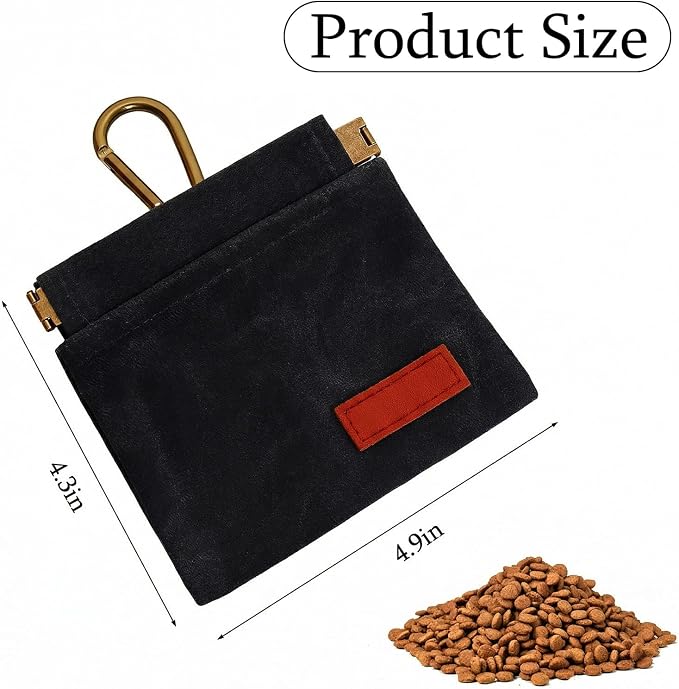 Dog Treat Pouch Black Pocket Sized Pet Training Pouch Training Pouch with Carabiner Buckle Auto Closing Dog Walking Bag Pet Feed Snack Reward for Pet Puppy Travel Outdoor Use