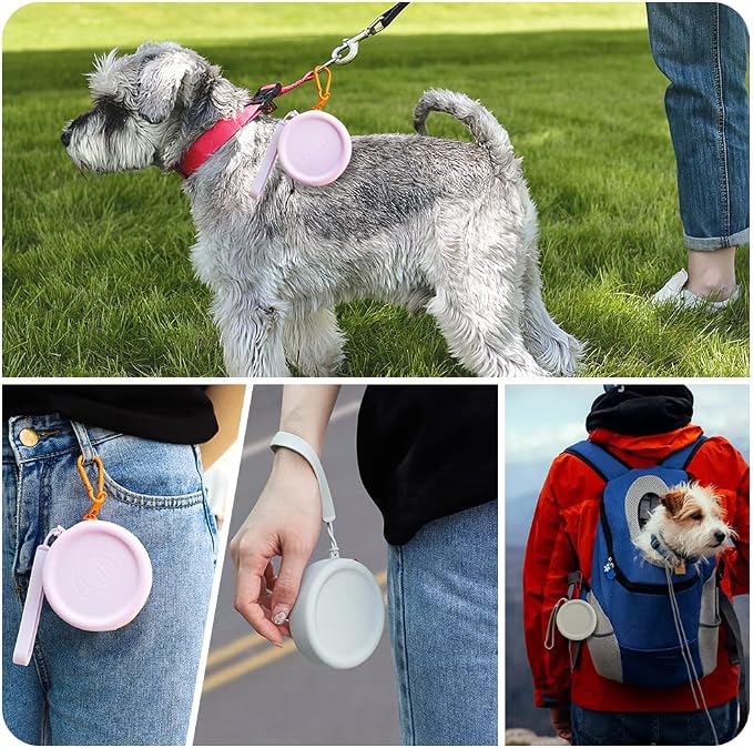 WALLFID Silicone Dog Treat Pouch Small Bag,2PCS Pet Walking Bag for Dog and Cat,Pocket Size,Easy to Clean,Odorless,Zipper Design,Moisture-Proof,Travel Walking Bag,Portable Training Bag. (Gray&Purple)