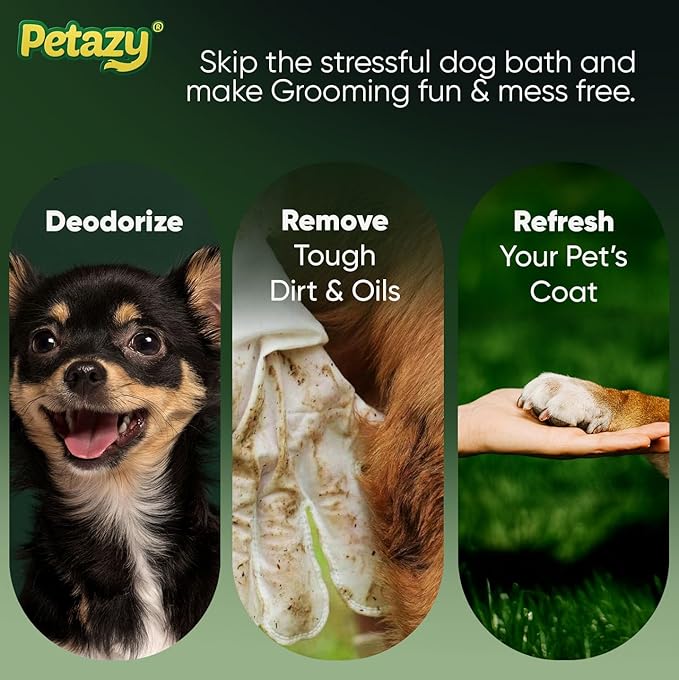 Pet Glove Wipes for Dogs & Cats - Paws, Ears & Butt Cleaning, 50 pk | Lavender, Grooming Glove, Deodorizing, Tear-Resistant, Thick, Hypoallergenic, Aloe & Coconut Oil for sensitive skin, No Rinse