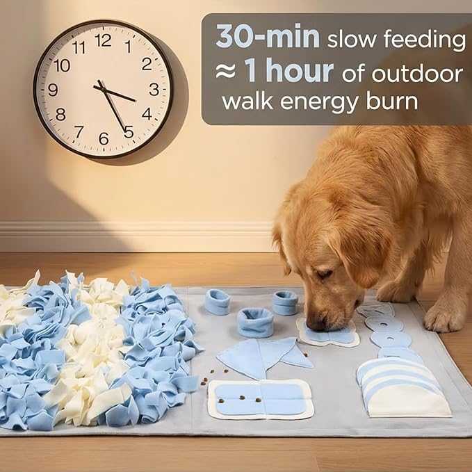 Snuffle Mat for Dogs: Slow Food Interactive Experience - 7 Enrichment Foraging Games for Large Dog Owners Needing to Burn Pet Energy - Washable 1000 Times - 22x38 inch - Grey