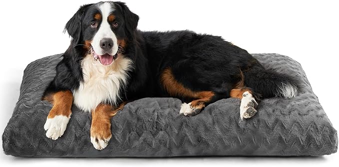 EHEYCIGA Washable Dog Bed for Crate 44x32 Inch, Anti-Slip XL Plus Kennel Pad for Extra Large Dogs Up to 85 lbs, Plush and Comfy Pet Sleeping Mat, Charcoal