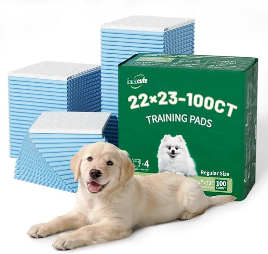 IMMCUTE 100 Count Premium Puppy Pads, 22"x23" Dog Pee Pads – Ultra-Soft Heat-Sealed, 6-Layer Leak-Proof & Super Absorbent Potty Training Pads for Dogs, Cats, Pets | Crate Training & Indoor Use, Blue
