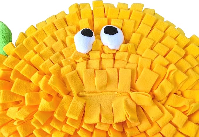 Dog Snuffle Mat Fleece Foraging Fruit Design Mats Small Animals Interactive Feeding Toy Anti Slip Slow Feeder Pet Treat Dispenser for Dogs Rabbits Guinea Pigs (Lemon)