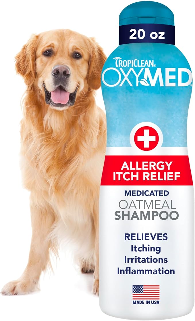 TropiClean OxyMed Medicated Dog Shampoo for Allergies and Itching, 20oz