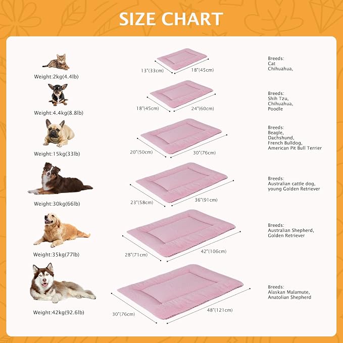 Reversible Dog Bed Mat with Plush and Corn Velvet,Soft Warm Pet Cushion, Dual Purpose Washable Sleeping Mattress Bed for Small Medium Large Dog and Cat XB004 (18 * 13", Pink)